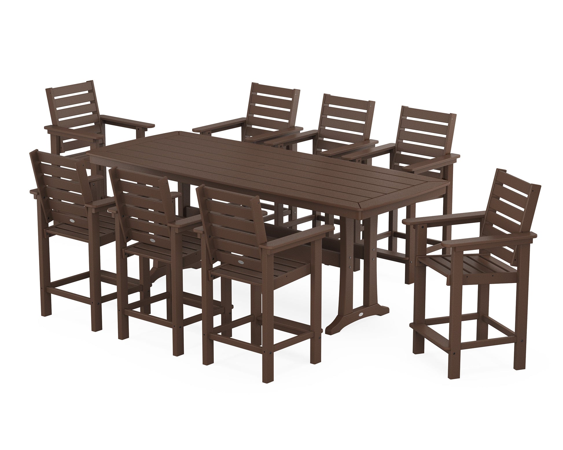 POLYWOOD Captain 9-Piece Counter Set with Trestle Legs — Mahogany