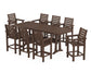 POLYWOOD Captain 9-Piece Counter Set with Trestle Legs — Mahogany