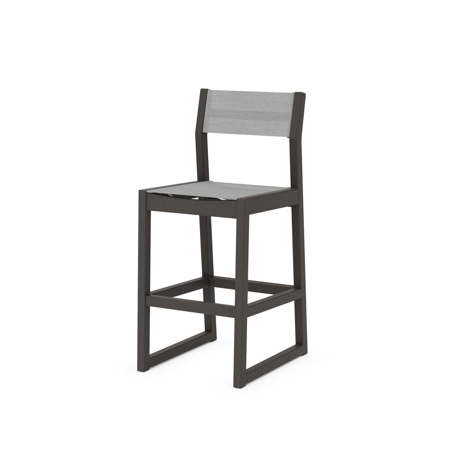 POLYWOOD EDGE Sling Bar Side Chair — Vintage Coffee / Metallic Sling