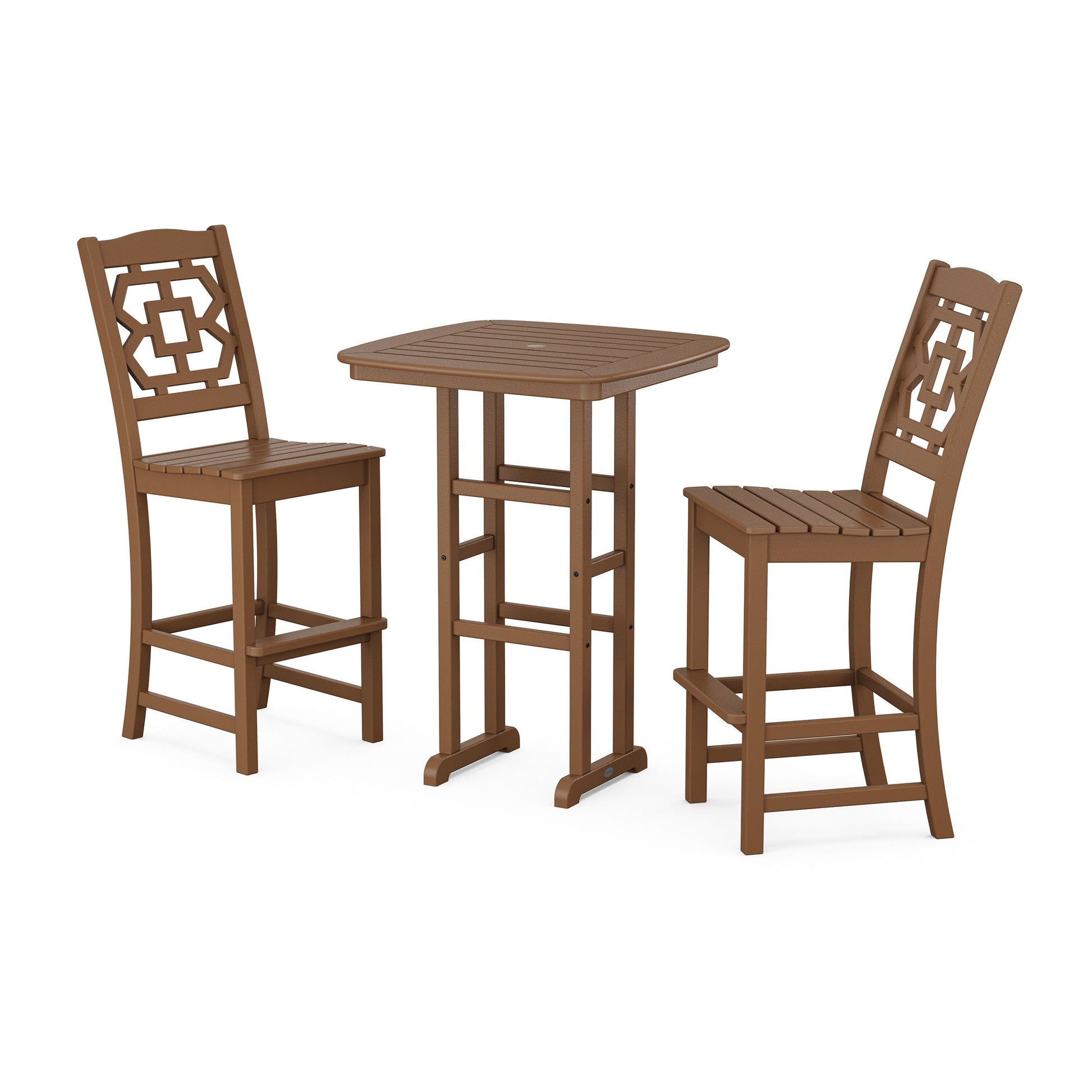 POLYWOOD Chinoiserie 3-Piece Bar Set — Teak