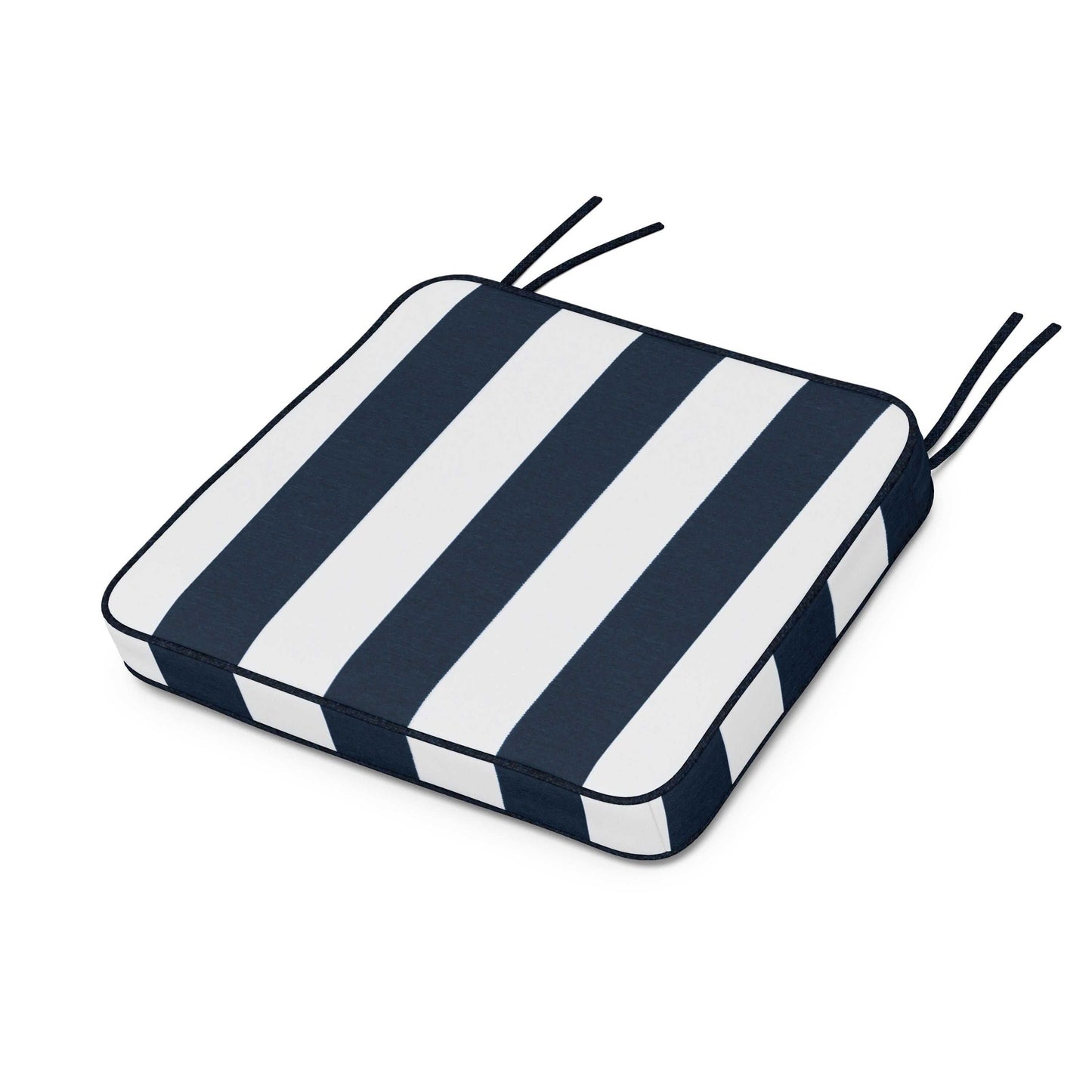 POLYWOOD Chinoiserie Arm Chair Seat Cushion — Cabana Stripe Marine Indigo