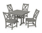 POLYWOOD Braxton Side Chair 5-Piece Farmhouse Dining Set With Trestle Legs — Slate Grey