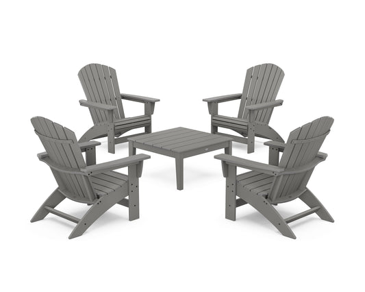 POLYWOOD 5-Piece Nautical Grand Adirondack Chair Conversation Group — Slate Grey