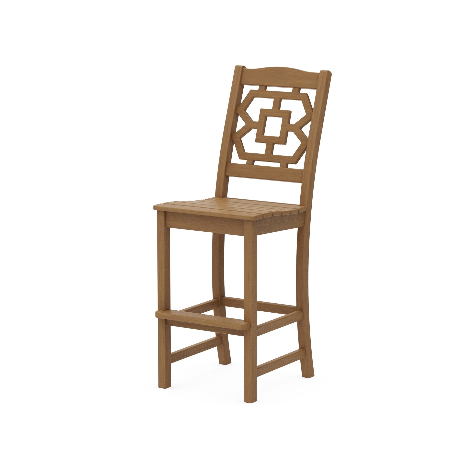 POLYWOOD Chinoiserie Bar Side Chair — Natural