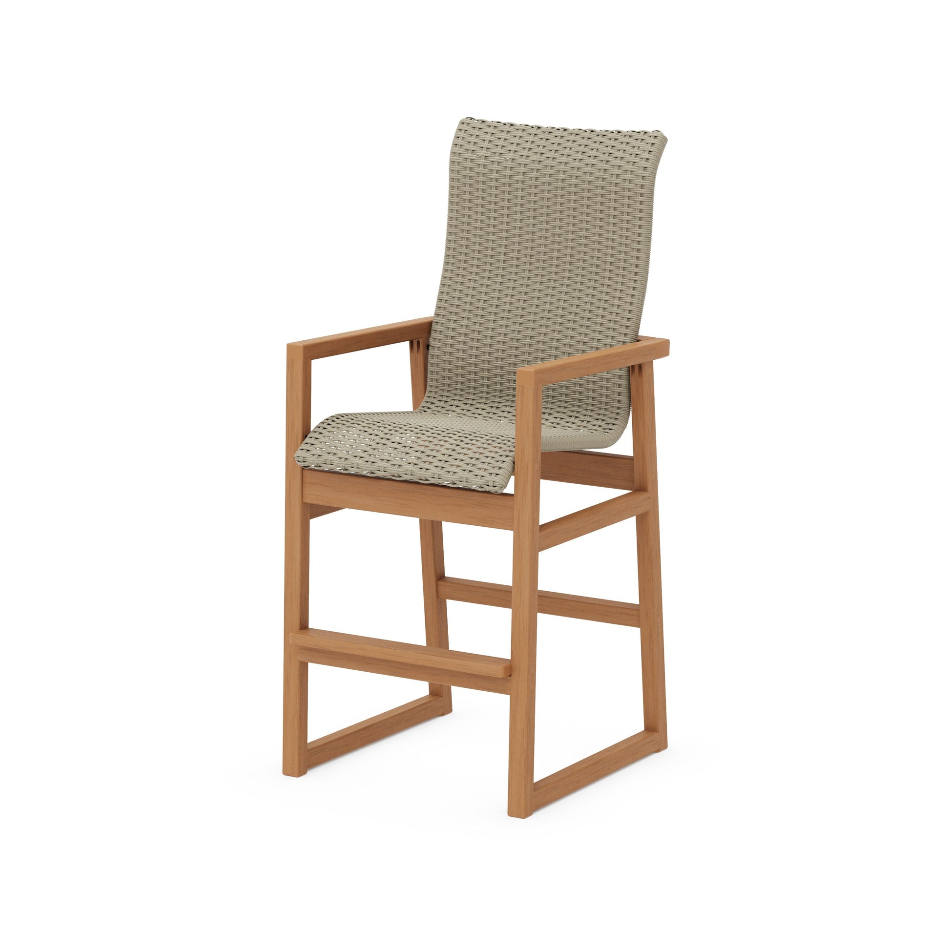 POLYWOOD EDGE Woven High-Back Bar Arm Chair — Natural / Dune Grass