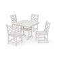 POLYWOOD Chippendale 5-Piece Farmhouse Trestle Side Chair Dining Set — Vintage White