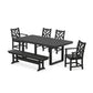 POLYWOOD Chippendale 6-Piece Dining Set with Bench — Black