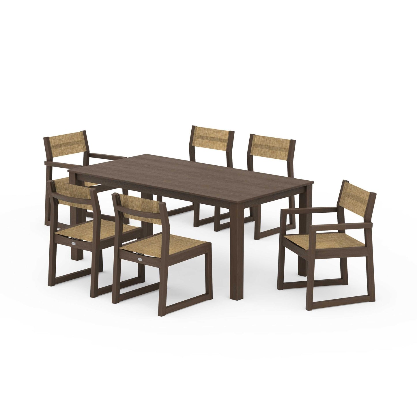 POLYWOOD EDGE Sling 7-Piece Parsons Dining Set — Kona / Burlap Sling