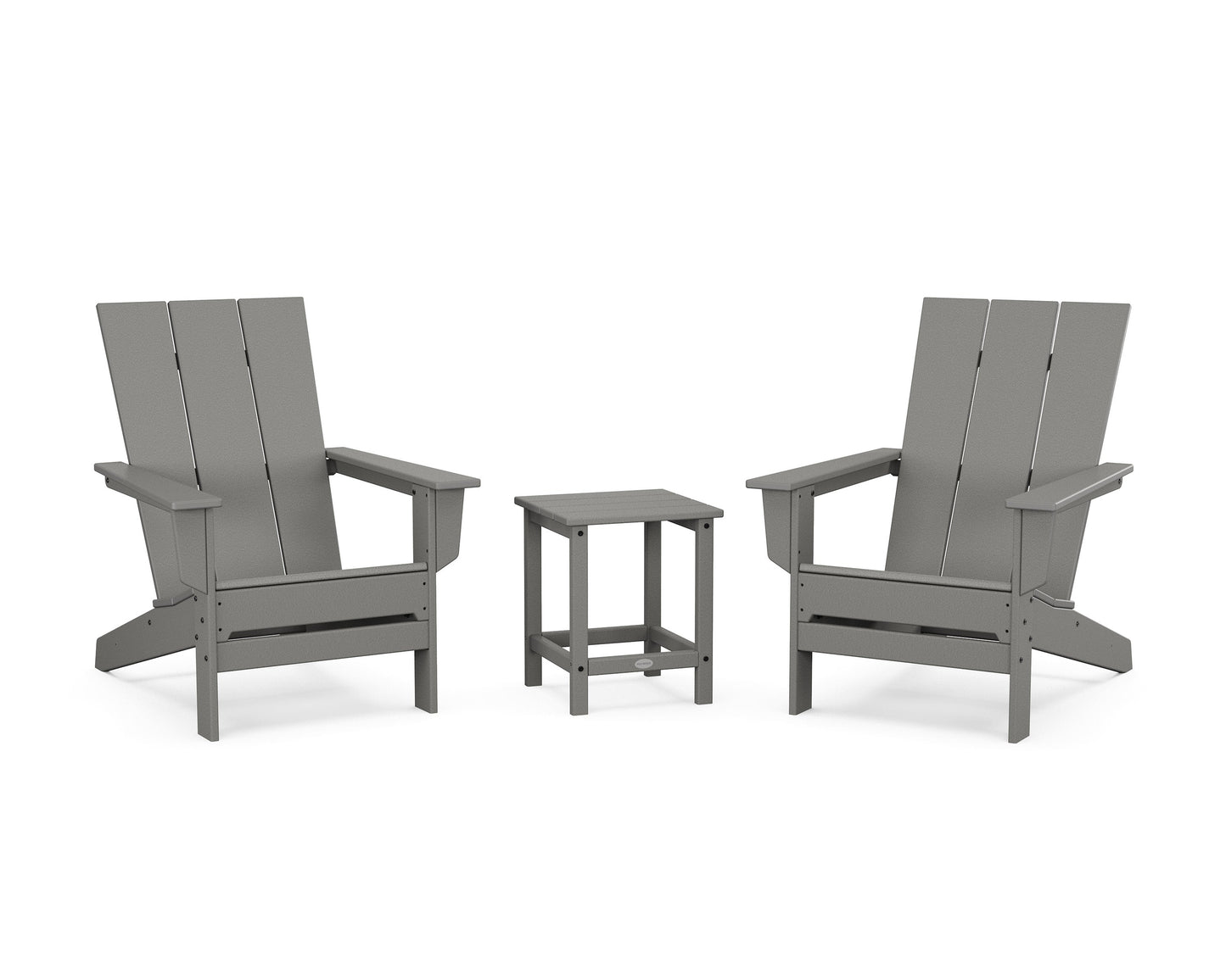 POLYWOOD 3-Piece Modern Studio Adirondack Set — Slate Grey