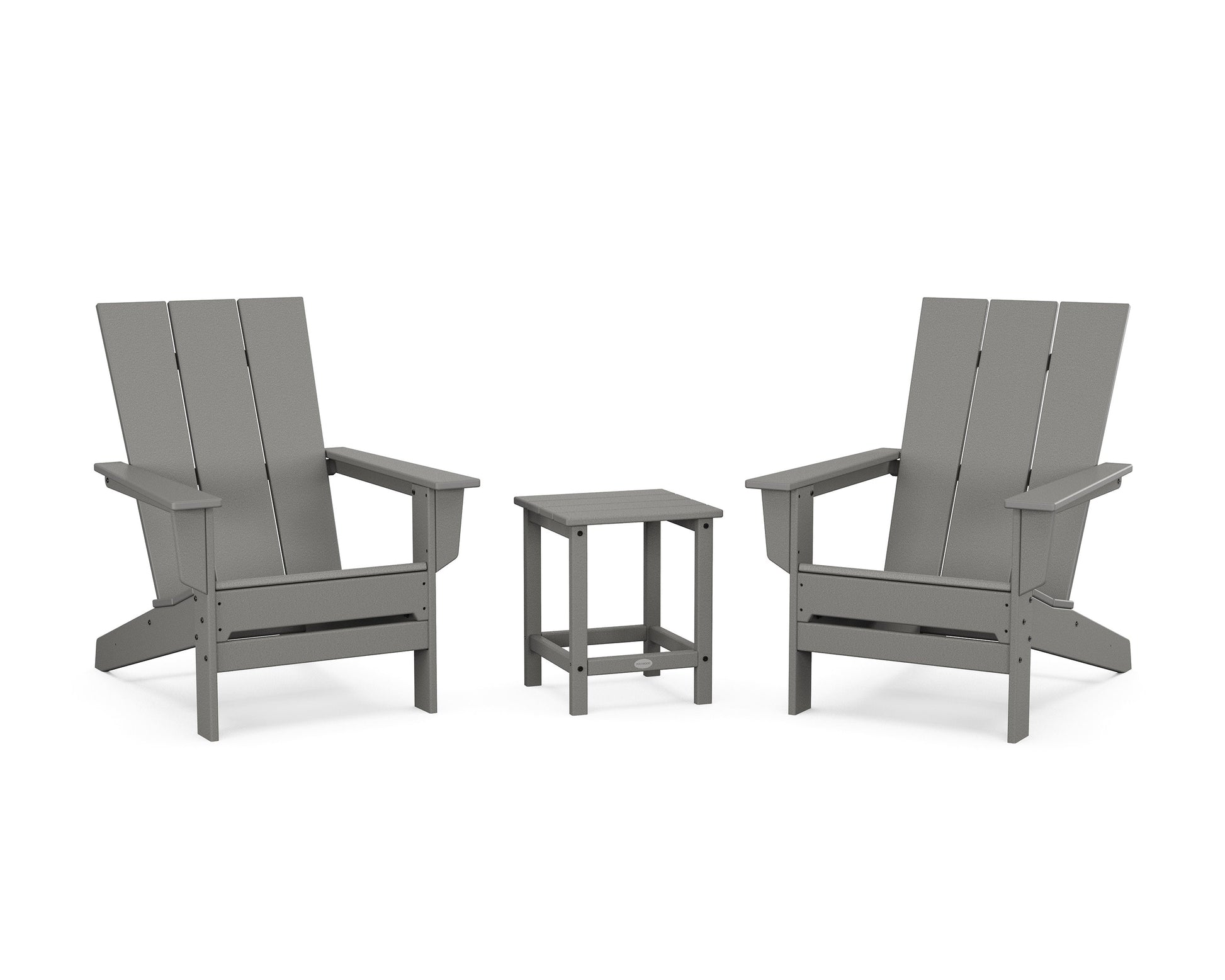 POLYWOOD 3-Piece Modern Studio Adirondack Set — Slate Grey