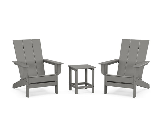 POLYWOOD 3-Piece Modern Studio Adirondack Set — Slate Grey