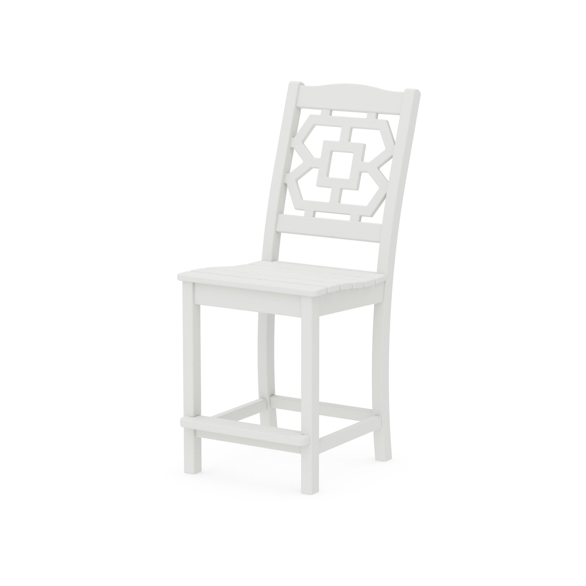 POLYWOOD Chinoiserie Counter Side Chair — Vintage White