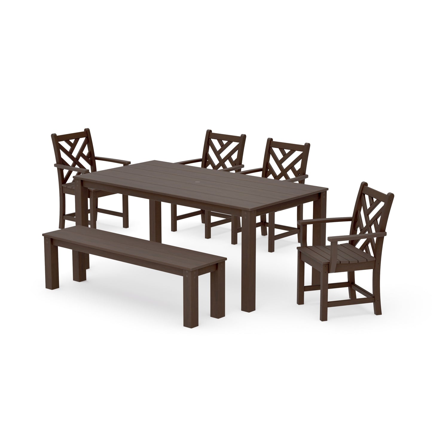POLYWOOD Chippendale 6-Piece Parsons Dining Set with Bench — Kona