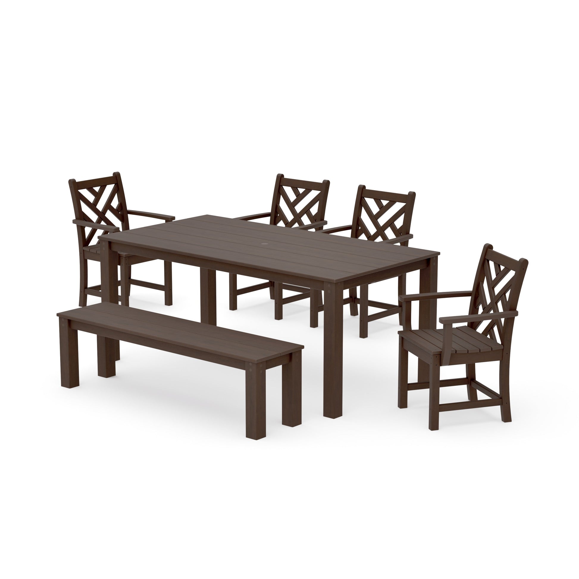 POLYWOOD Chippendale 6-Piece Parsons Dining Set with Bench — Kona