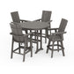 POLYWOOD Modern Adirondack 5-Piece Nautical Trestle Round Bar Set with Swivels — Driftwood