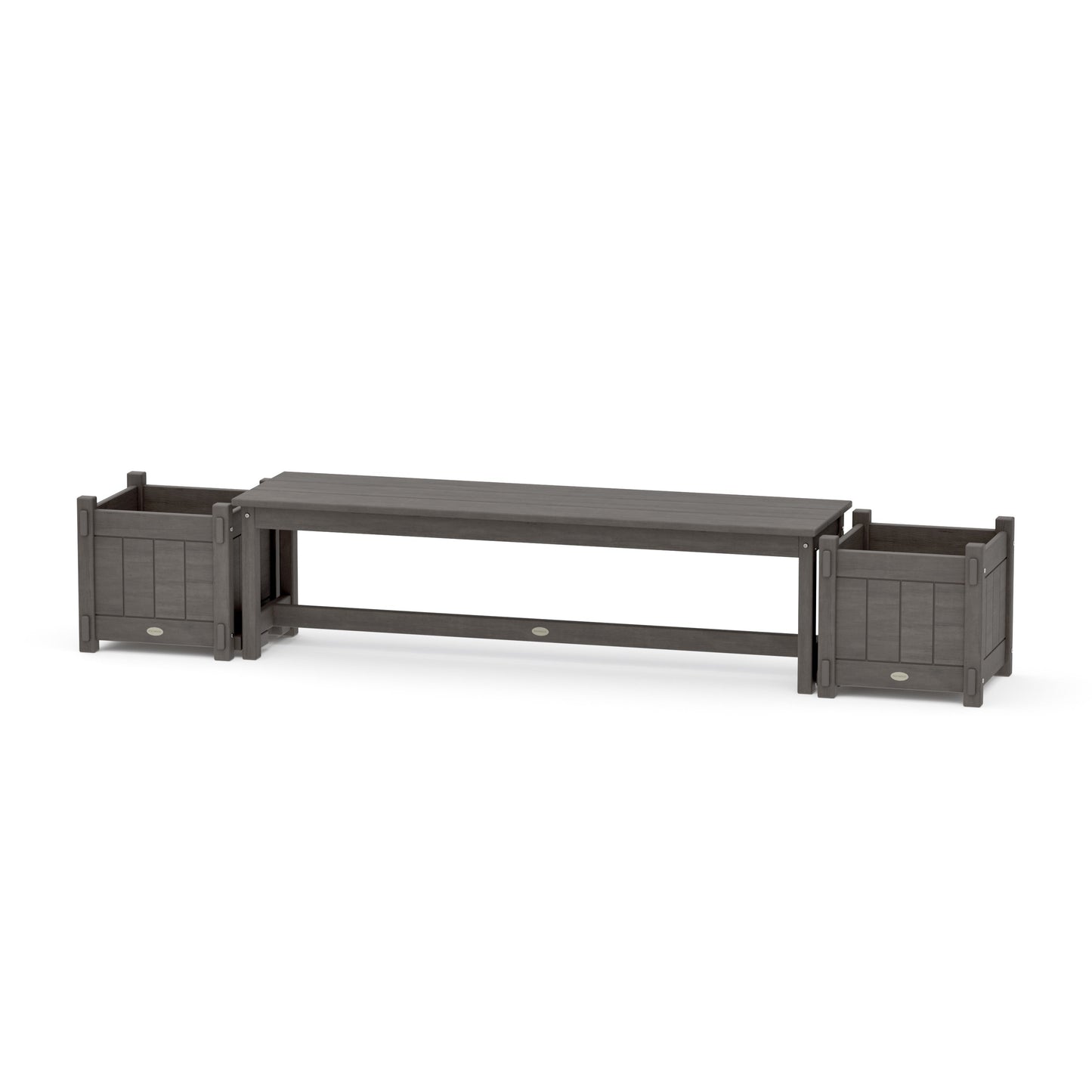 POLYWOOD 60" Vineyard Straight Planter Bench Set — Driftwood