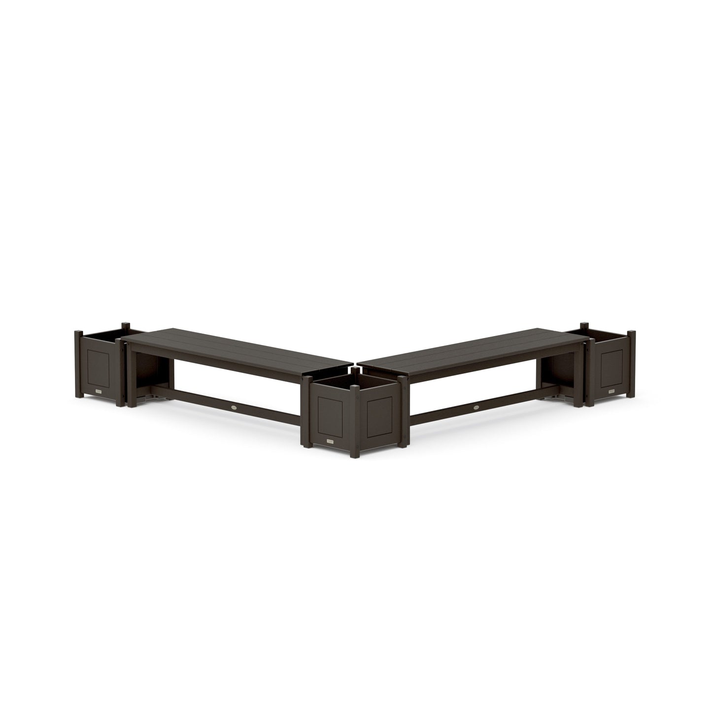 POLYWOOD 60" Country Living L- Shaped Planter Bench Corner Set — Vintage Coffee
