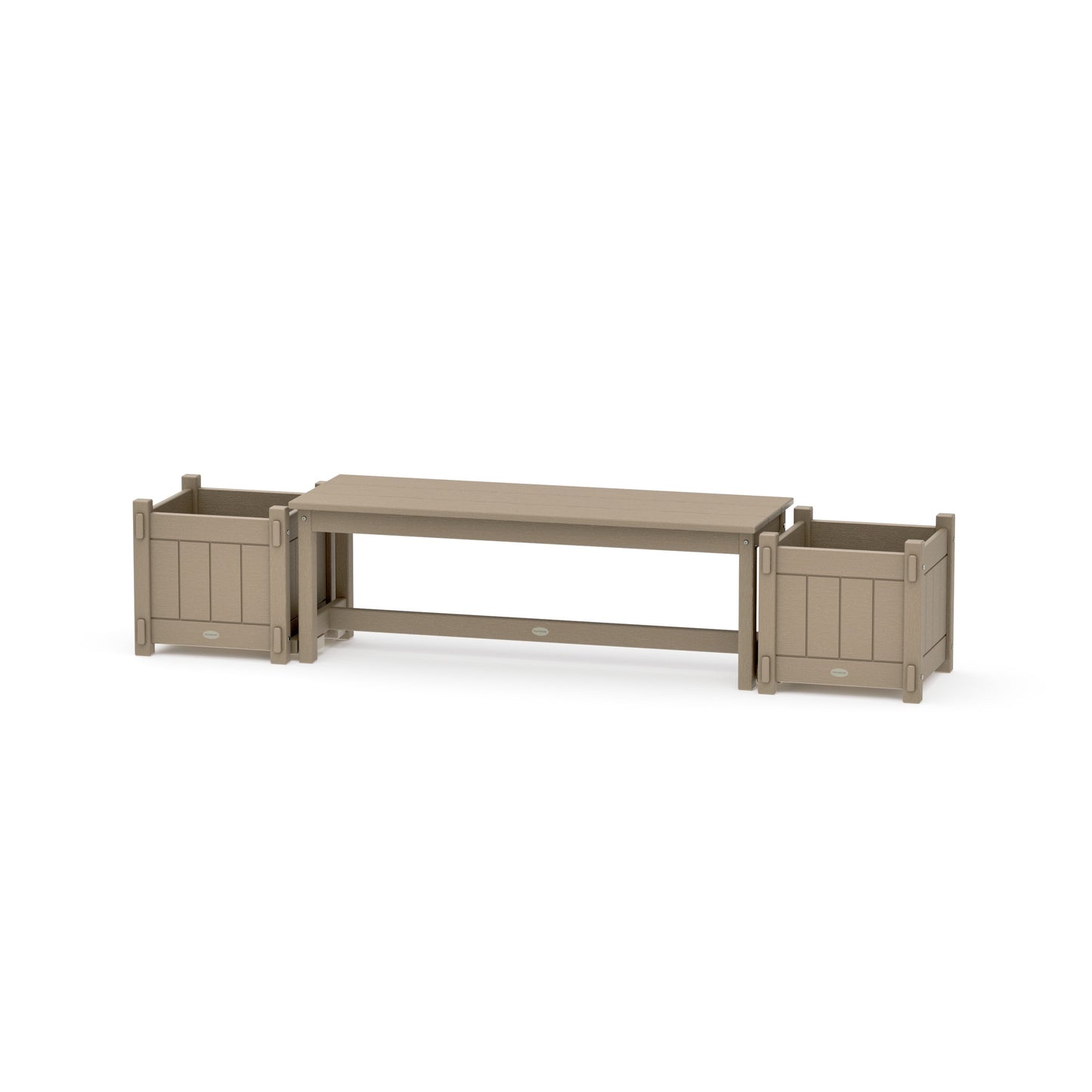 POLYWOOD 48" Vineyard Straight Planter Bench Set — Vintage Sahara