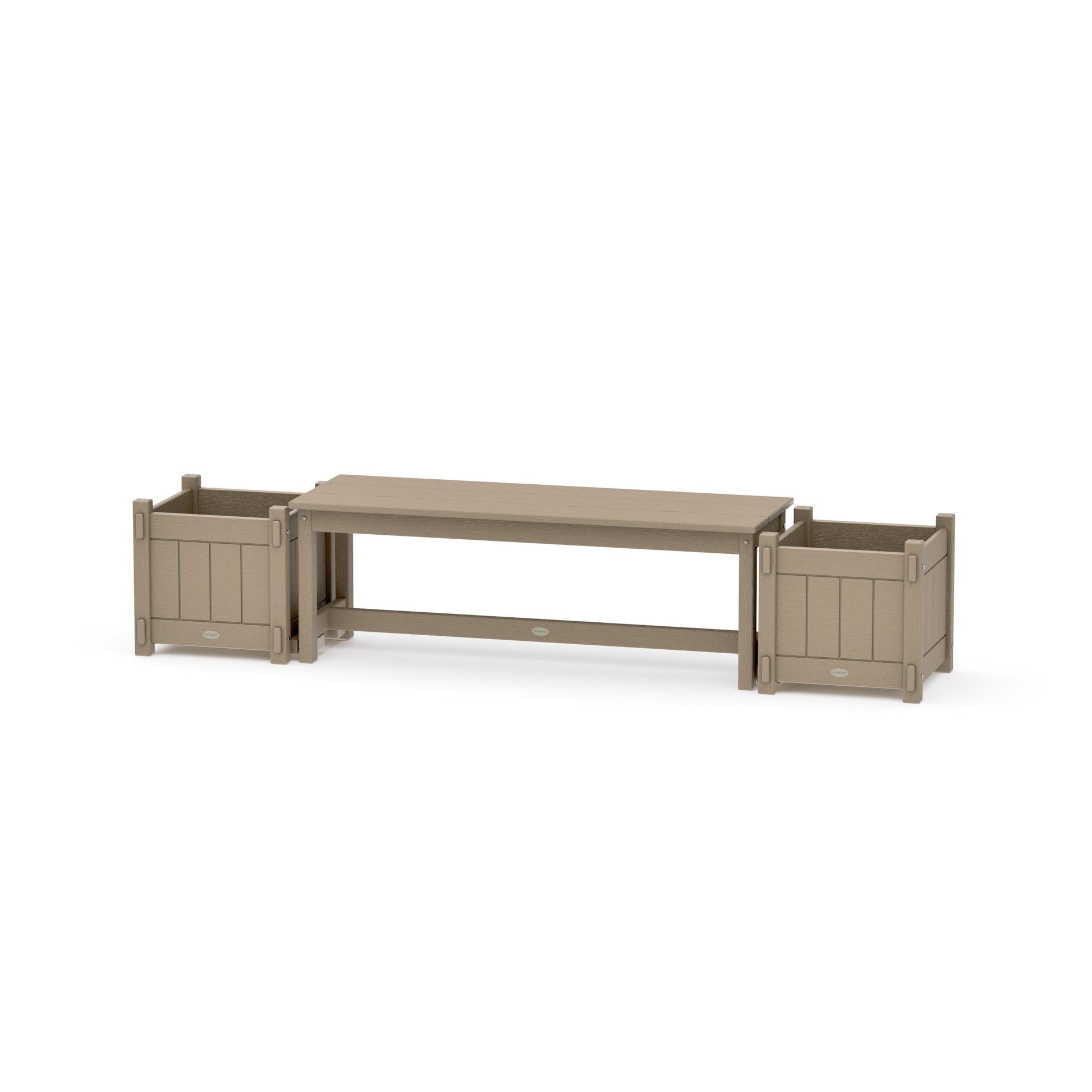 POLYWOOD 48" Vineyard Straight Planter Bench Set — Vintage Sahara