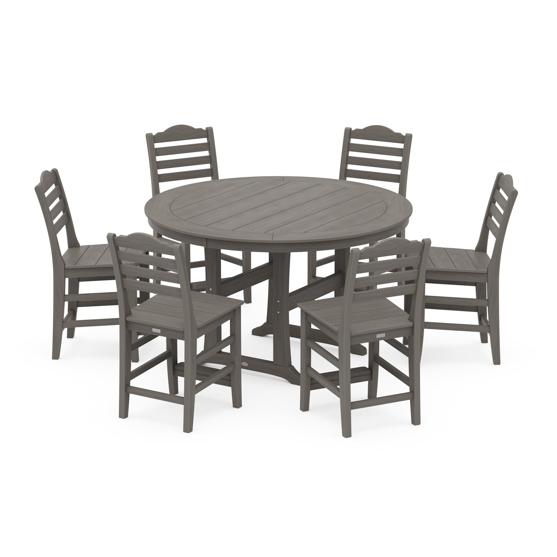 POLYWOOD Savannah 7-Piece Side Chair Round Counter Set — Driftwood