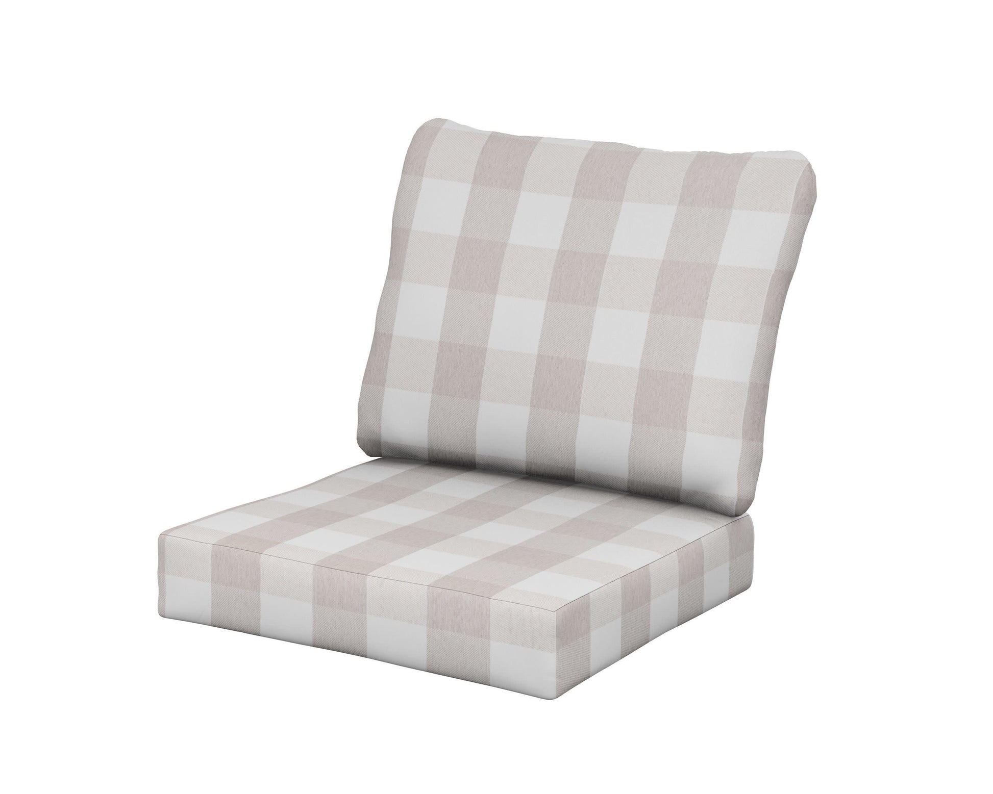 POLYWOOD Baffle Seat/Back Cushion — Buffalo Plaid Dune Burlap