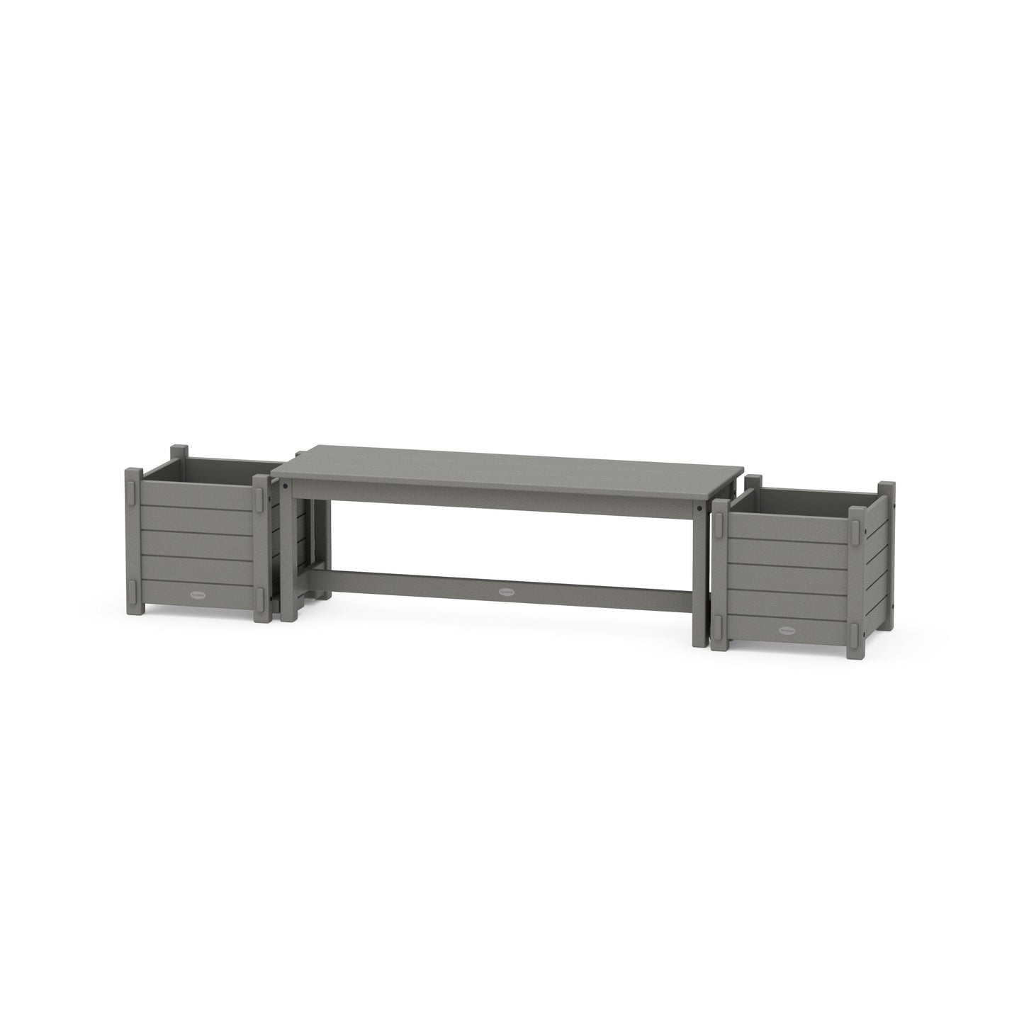 POLYWOOD 48" Nautical Straight Planter Bench Set — Slate Grey