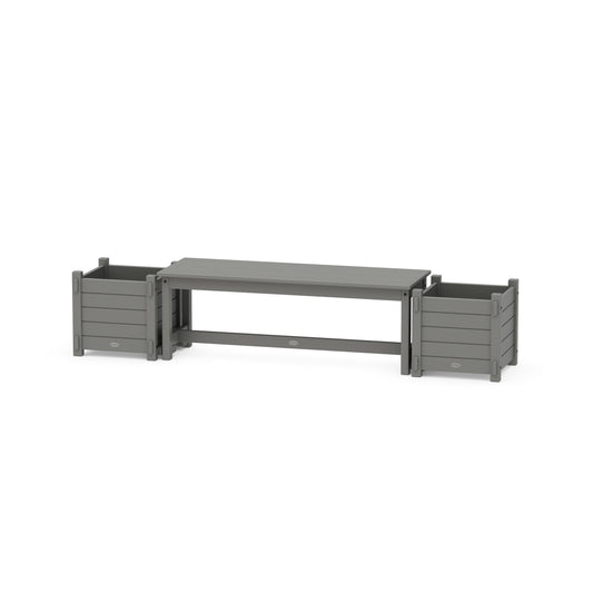 POLYWOOD 48" Nautical Straight Planter Bench Set — Slate Grey