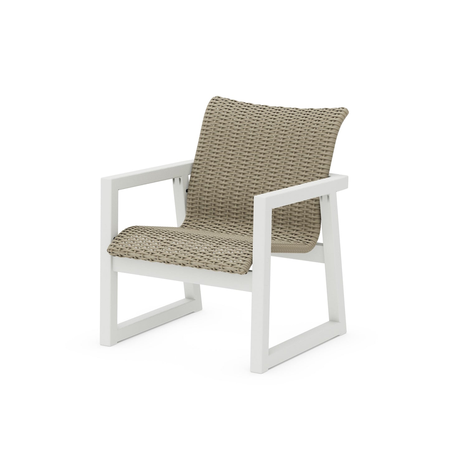 POLYWOOD EDGE Woven Lounge Chair — Vintage White / Dune Grass