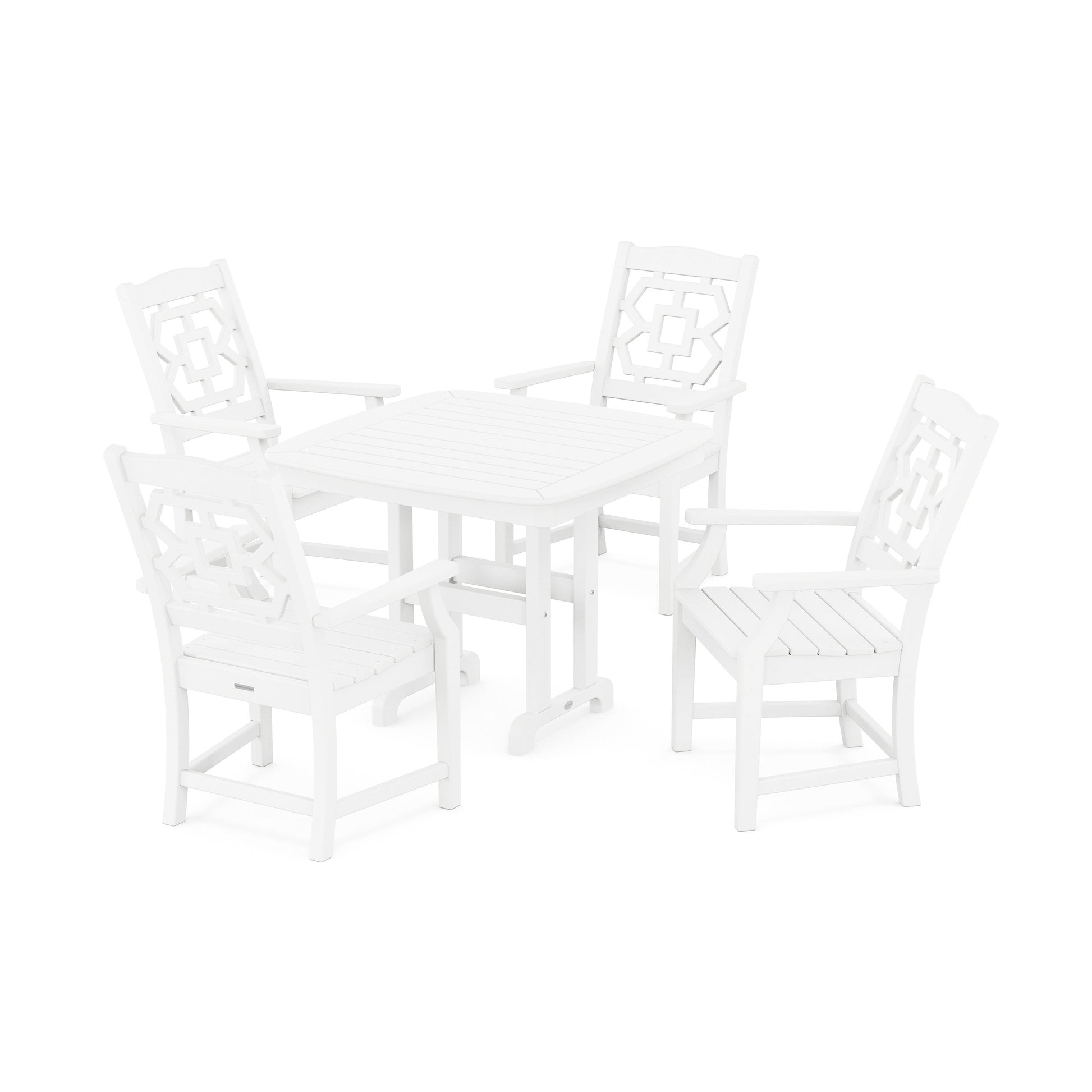 POLYWOOD Chinoiserie 5-Piece Dining Set — White