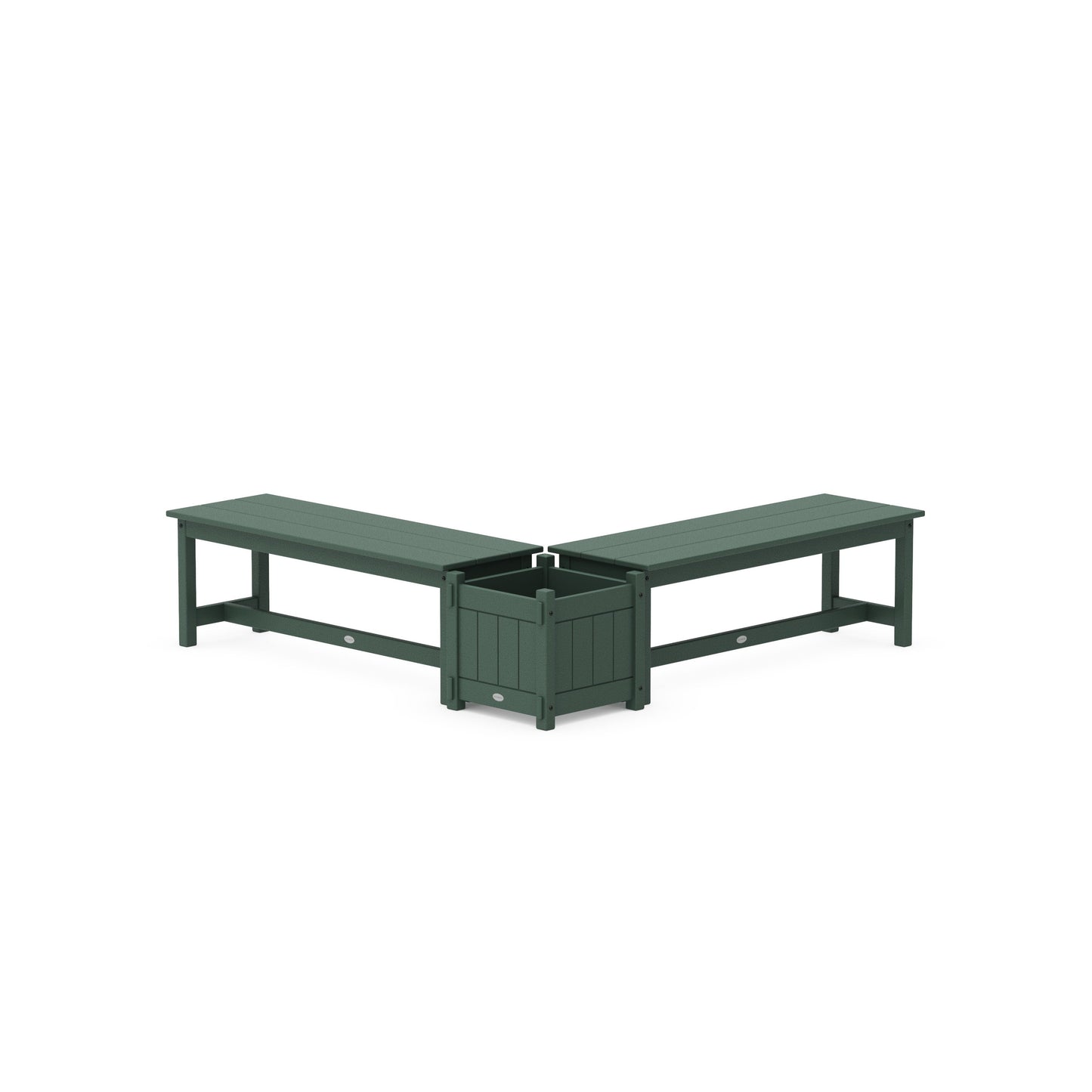 POLYWOOD 48" Vineyard L- Shaped Planter Bench Set — Green