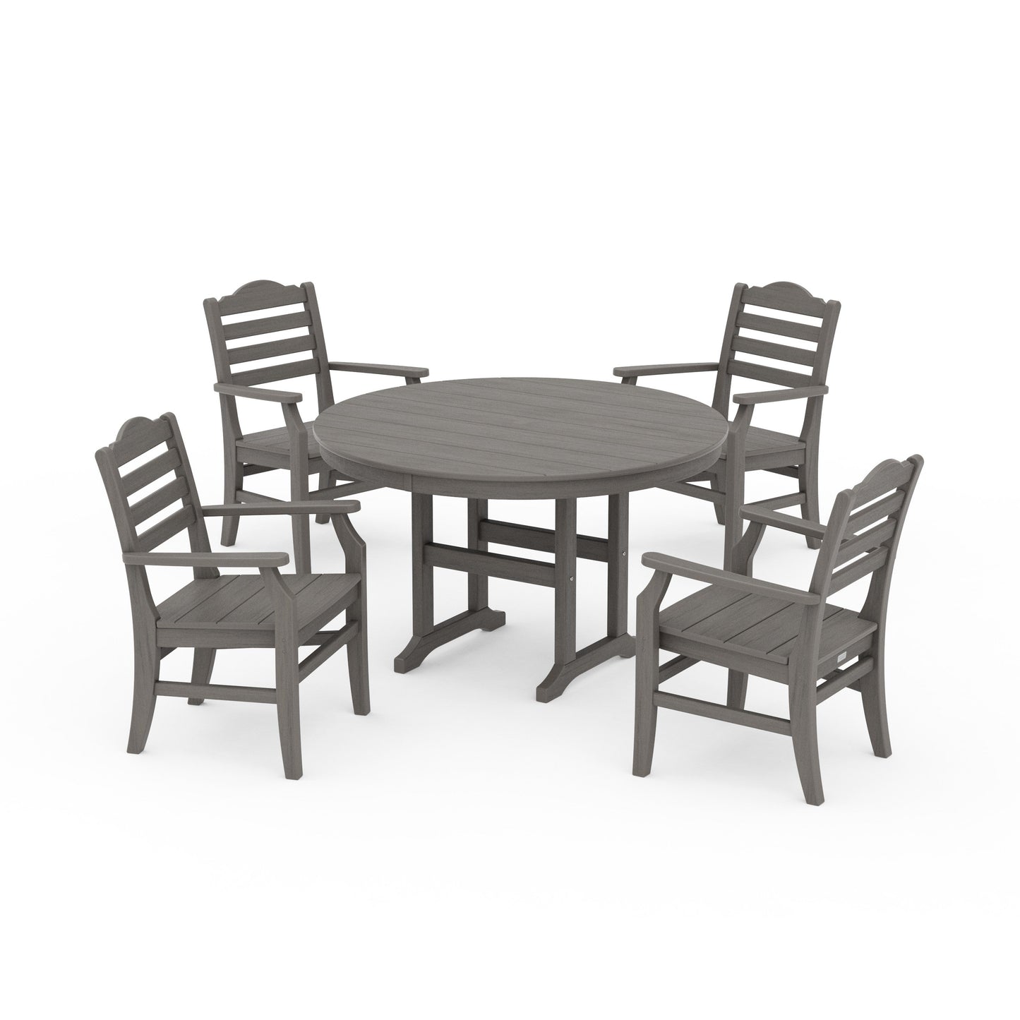 POLYWOOD Savannah 5-Piece Round Farmhouse Dining Set — Driftwood