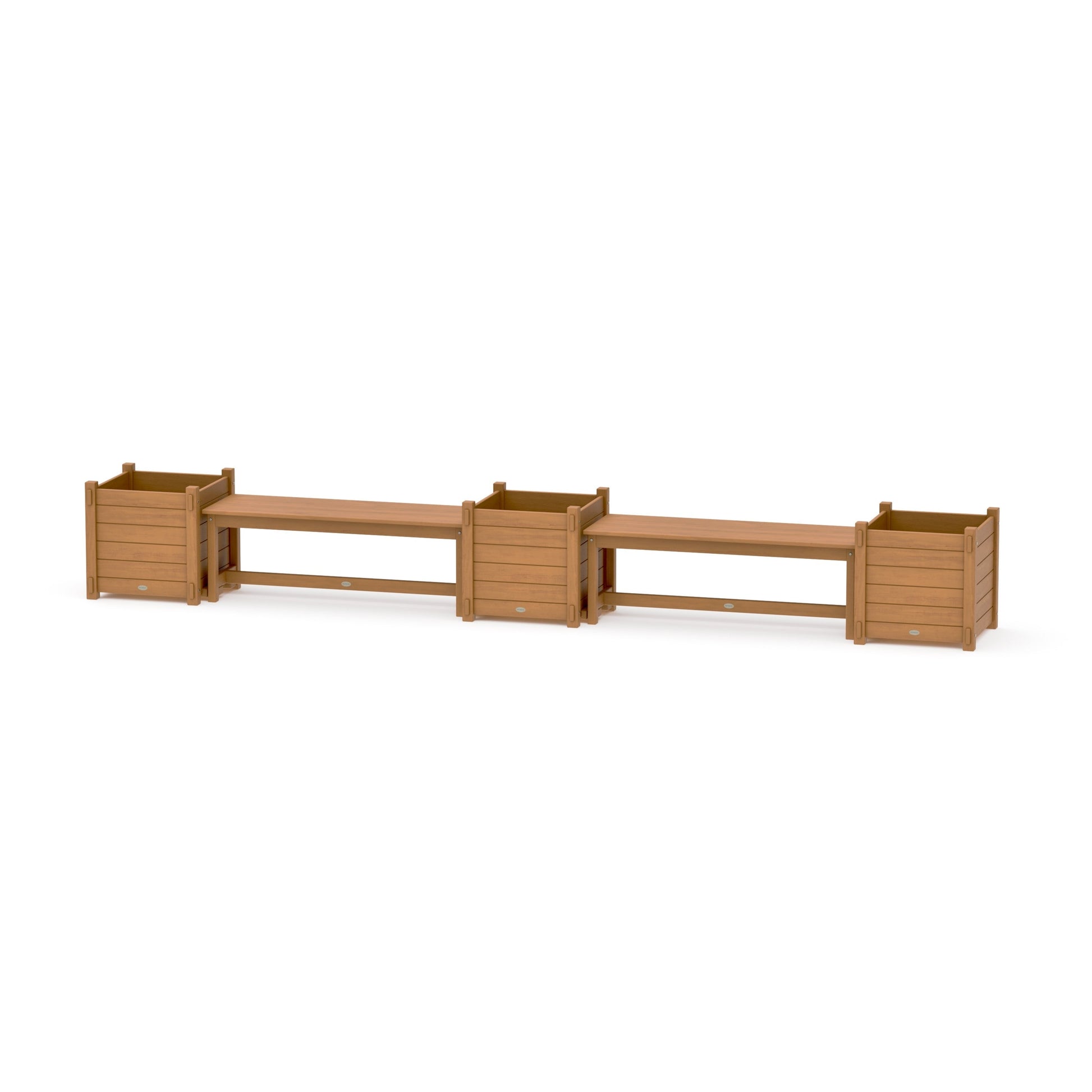 POLYWOOD 48" Nautical Straight Double Planter Bench Set - Large — Natural