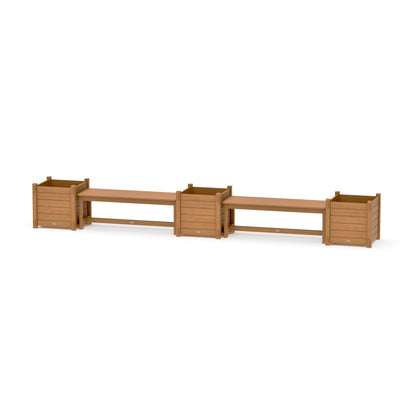 POLYWOOD 48" Nautical Straight Double Planter Bench Set - Large — Natural