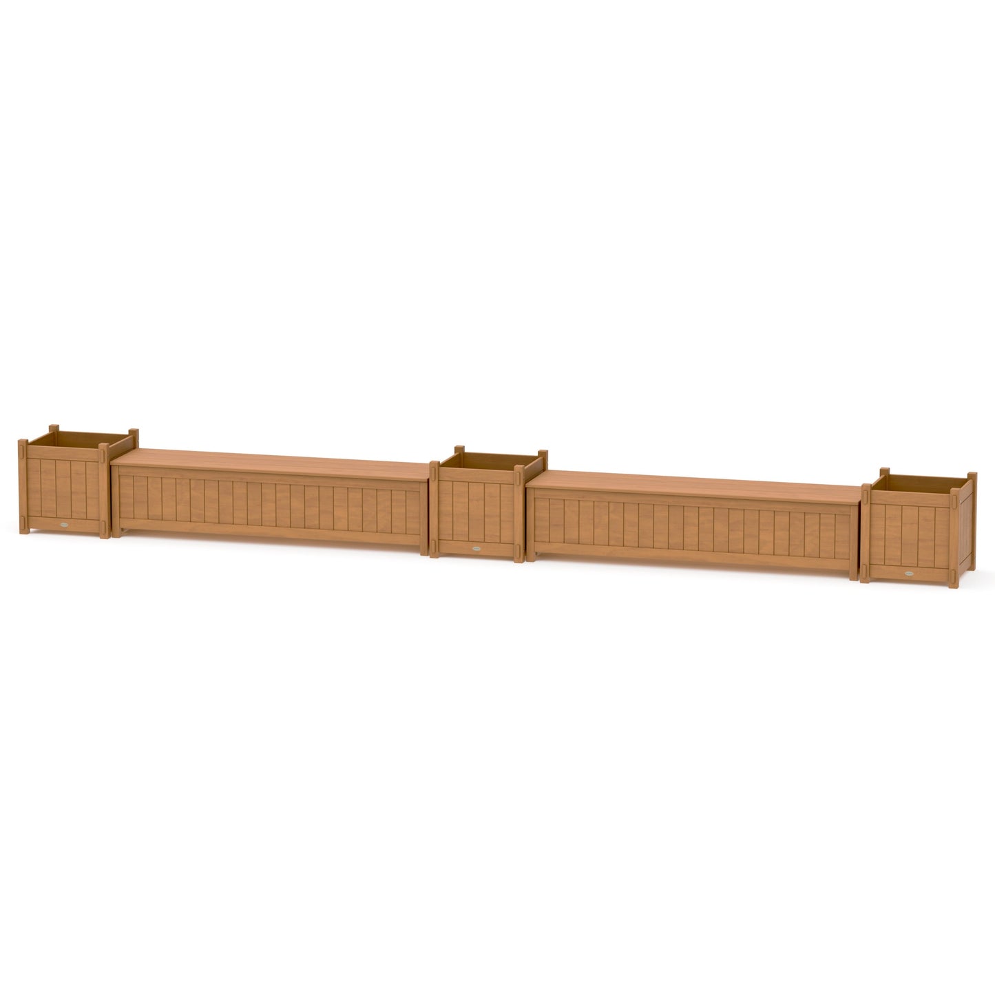 POLYWOOD 72" Vineyard Straight Double Planter Storage Bench Set- Large — Natural