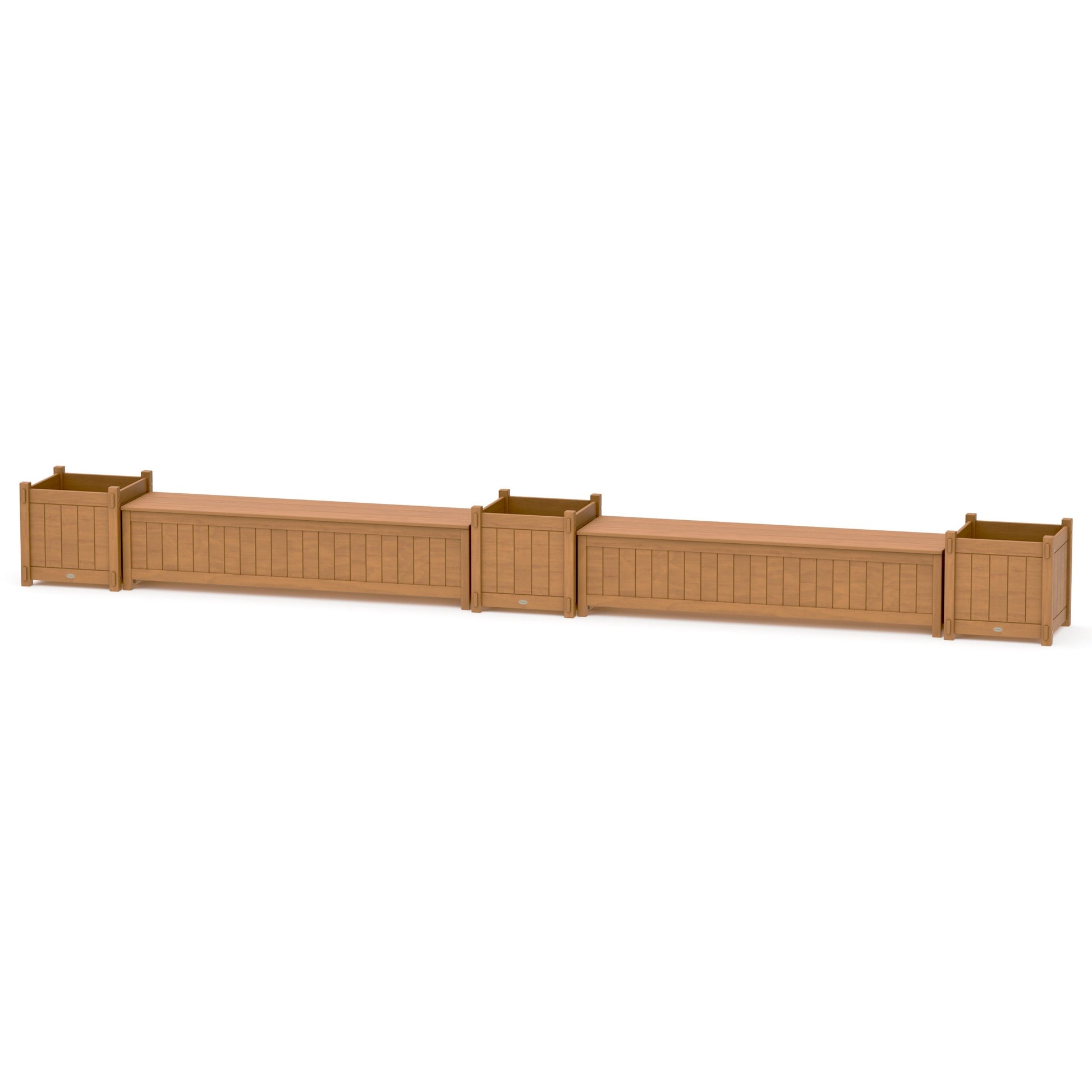 POLYWOOD 72" Vineyard Straight Double Planter Storage Bench Set- Large — Natural