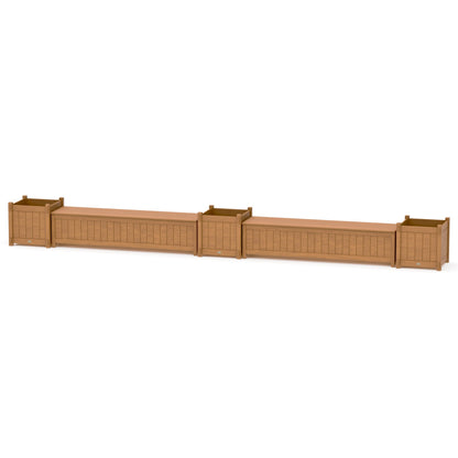 POLYWOOD 72" Vineyard Straight Double Planter Storage Bench Set- Large — Natural