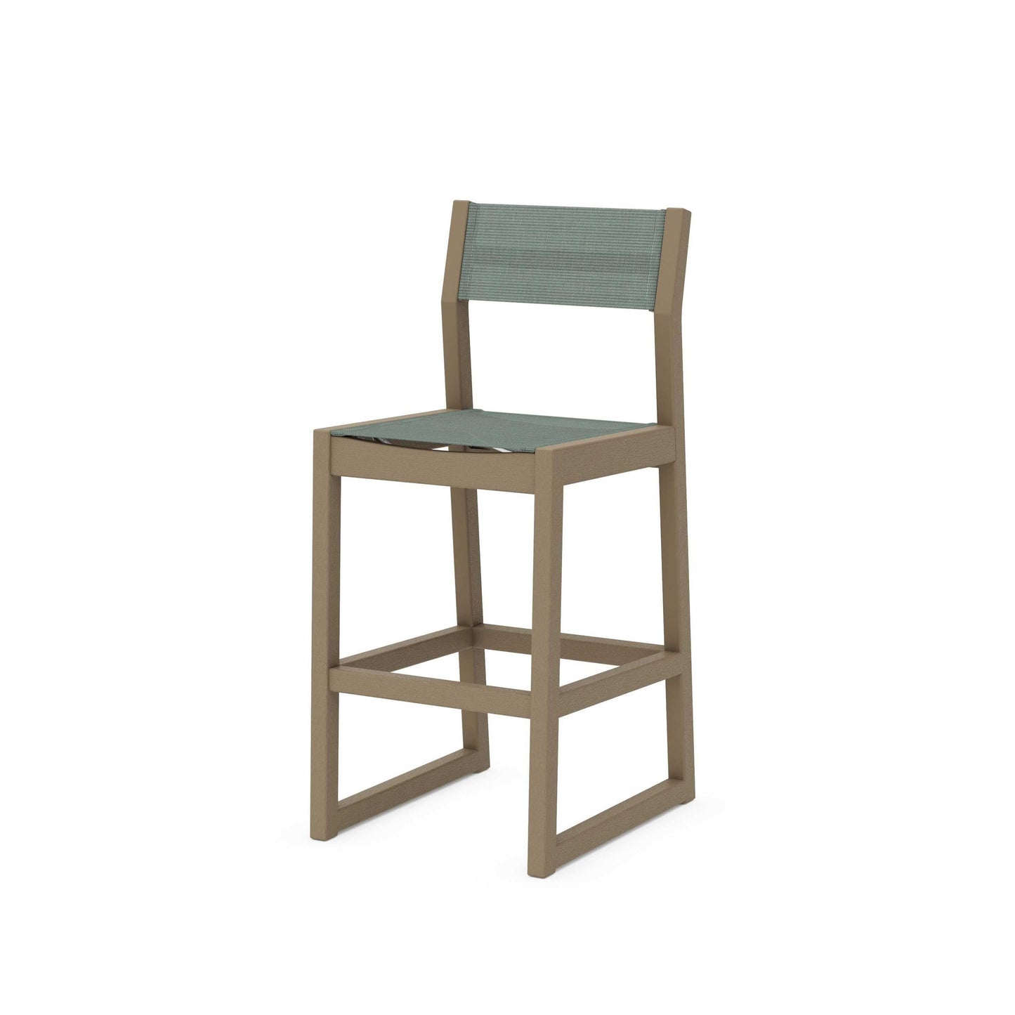 POLYWOOD EDGE Sling Bar Side Chair — Vintage Sahara / Dupioni Sea Mist Sling