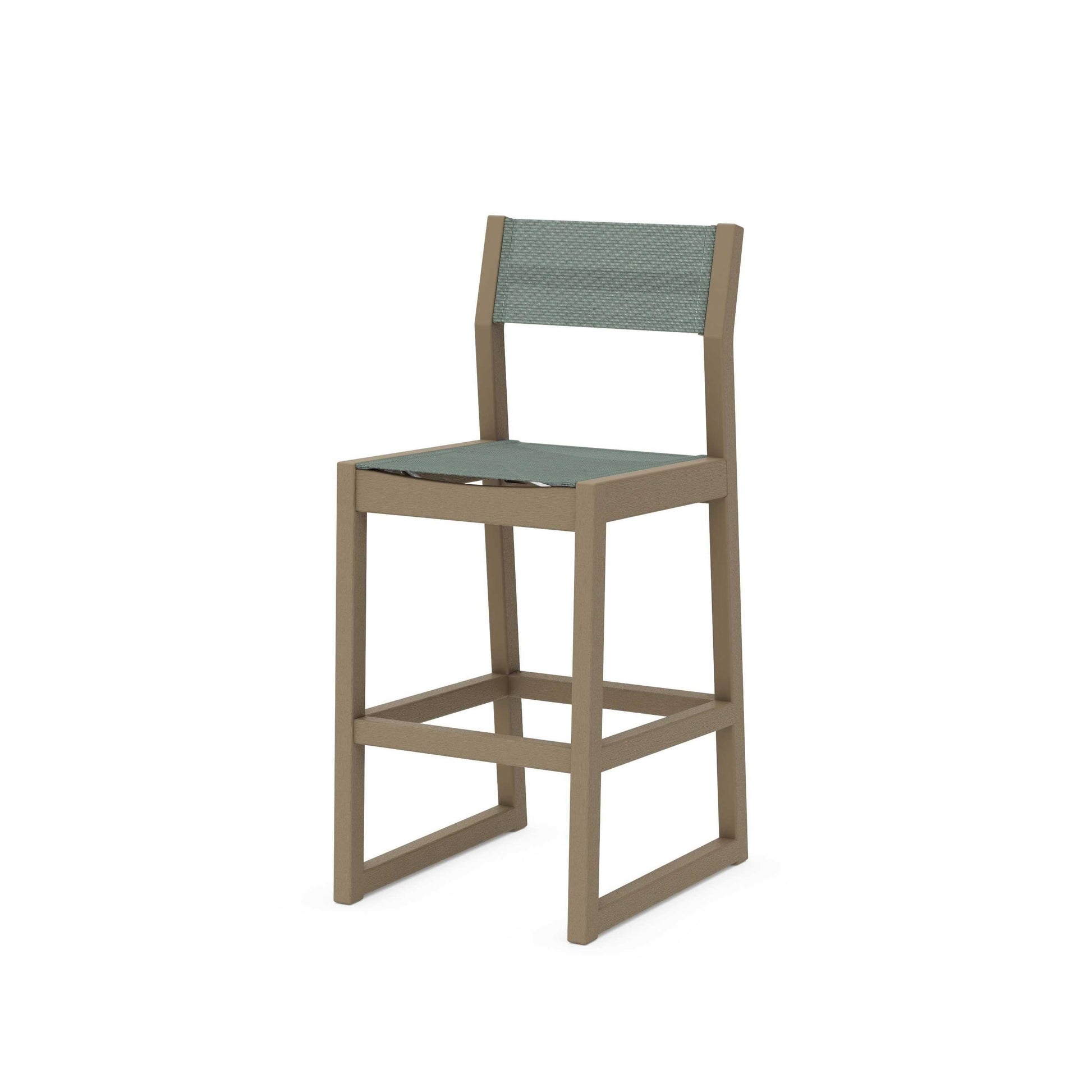 POLYWOOD EDGE Sling Bar Side Chair — Vintage Sahara / Dupioni Sea Mist Sling