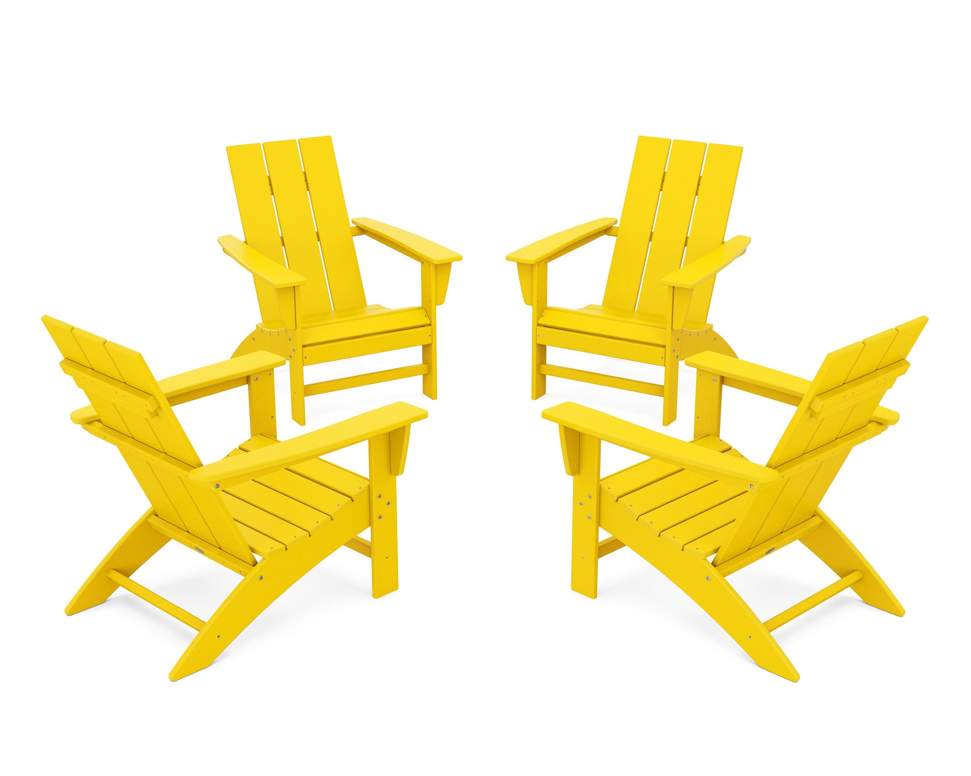 POLYWOOD 4-Piece Modern Adirondack Chair Conversation Set — Lemon