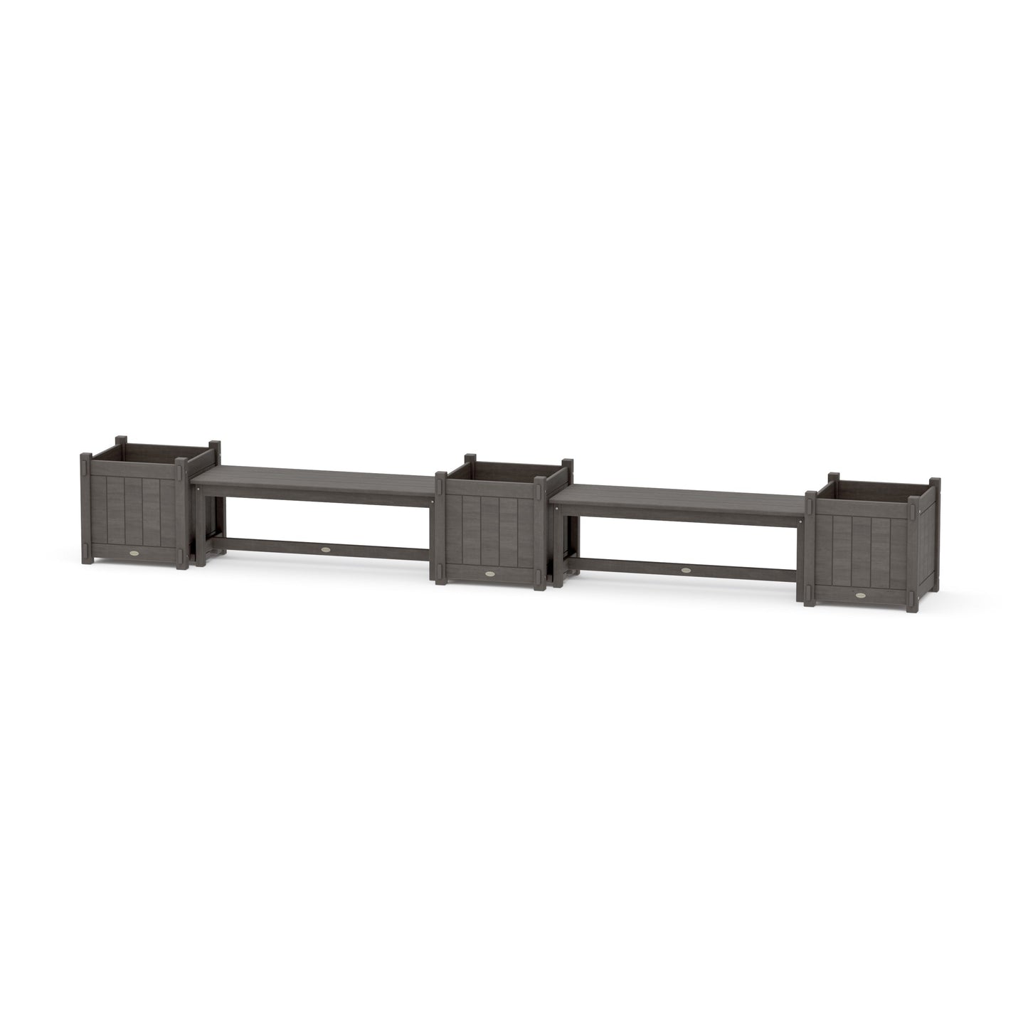 POLYWOOD 48" Vineyard Straight Double Planter Bench Set - Large — Driftwood