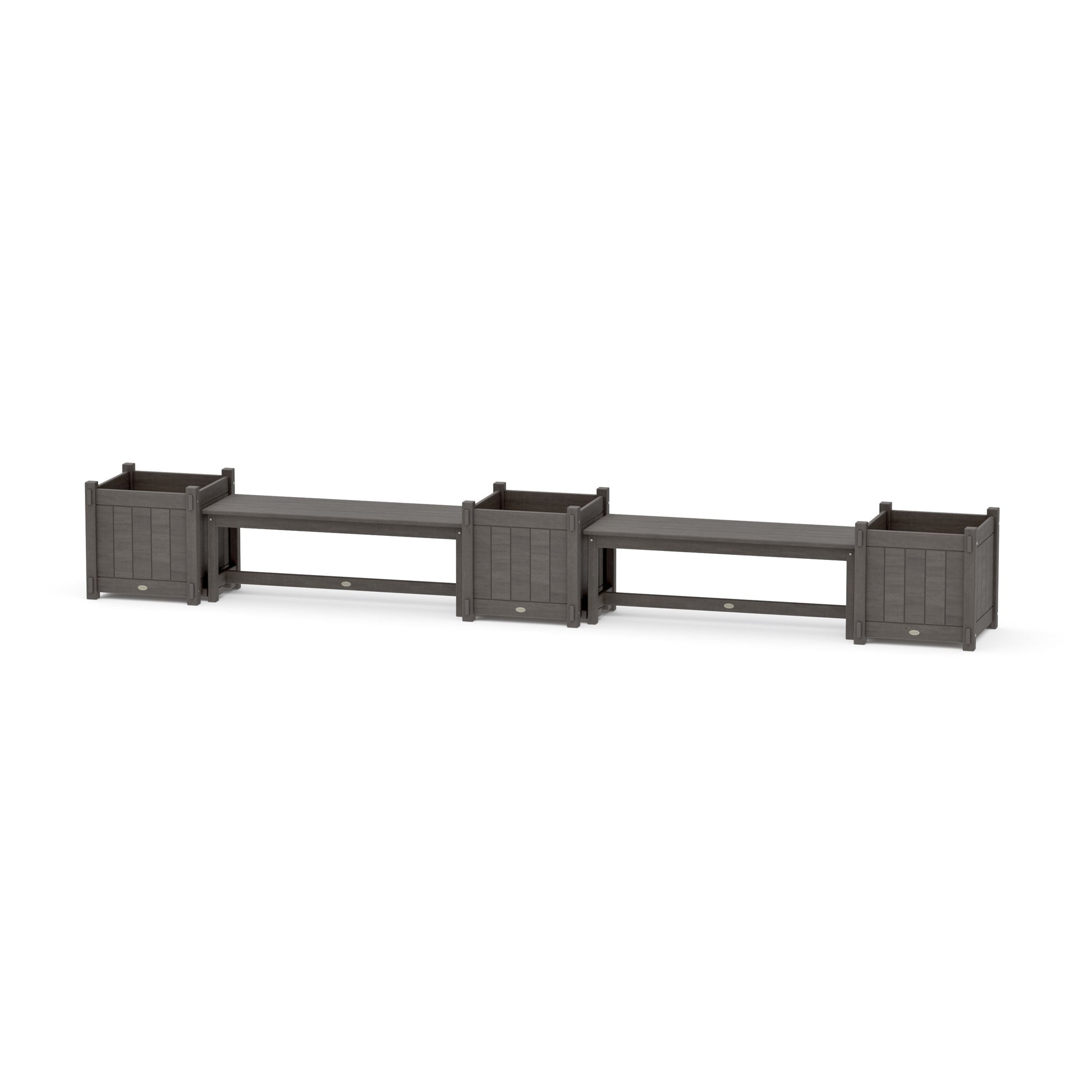 POLYWOOD 48" Vineyard Straight Double Planter Bench Set - Large — Driftwood