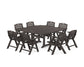 POLYWOOD Nautical Lowback 9-Piece Square Farmhouse Dining Set with Trestle Legs — Vintage Coffee