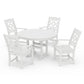 POLYWOOD Chinoiserie 5-Piece Round Farmhouse Dining Set — White
