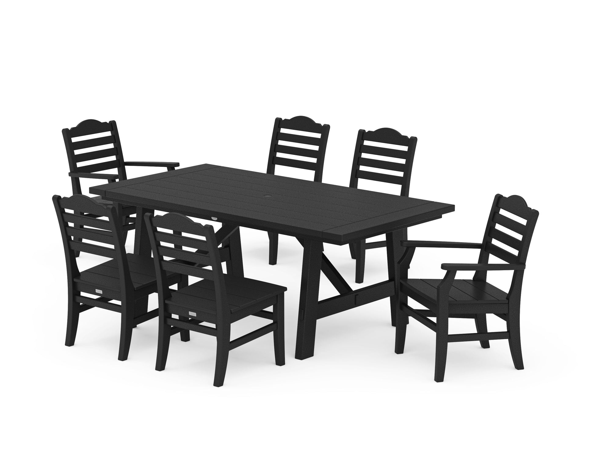 POLYWOOD Savannah 7-Piece Rustic Farmhouse Dining Set — Black