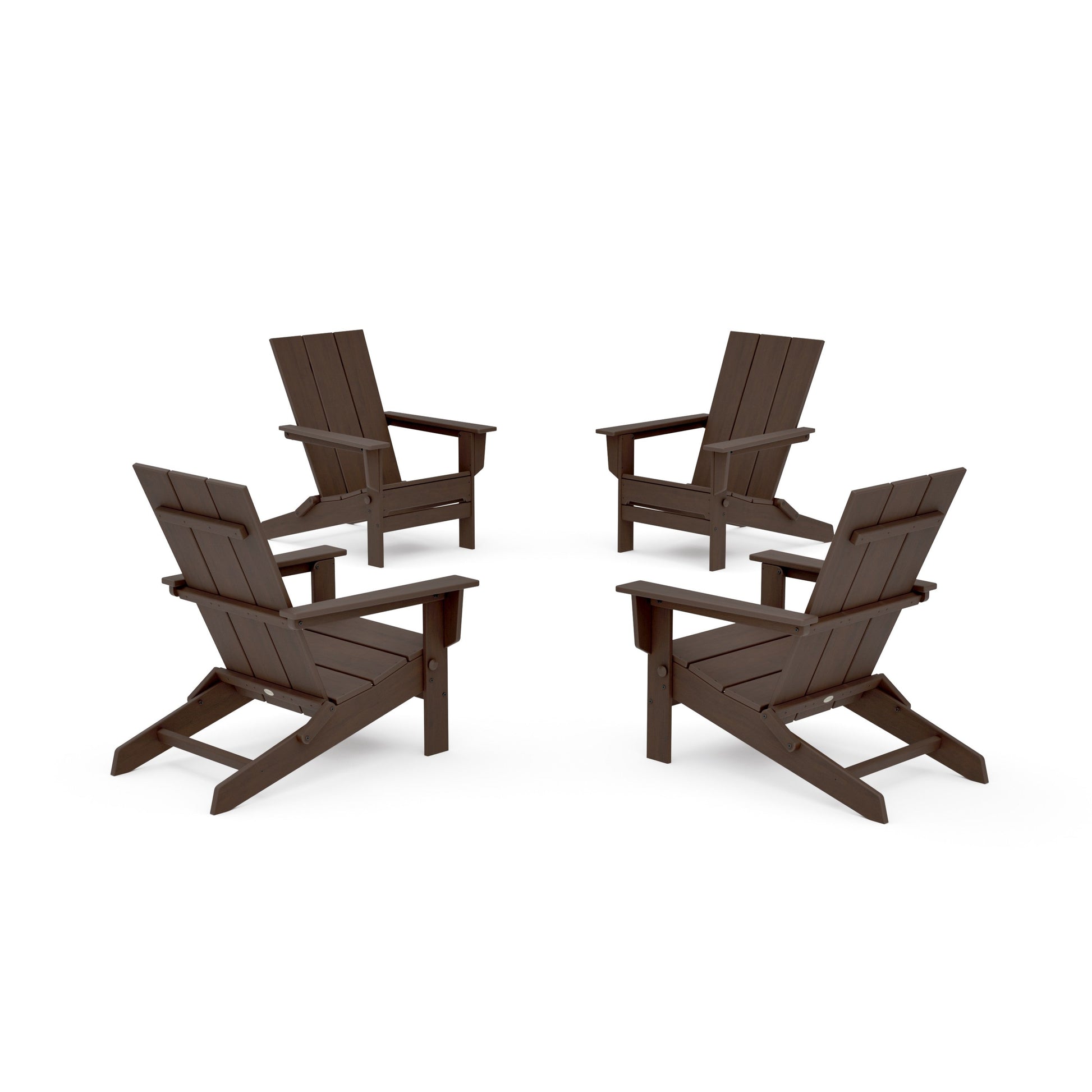 POLYWOOD 4-Piece Modern Studio Folding Adirondack Chair Conversation Set — Kona