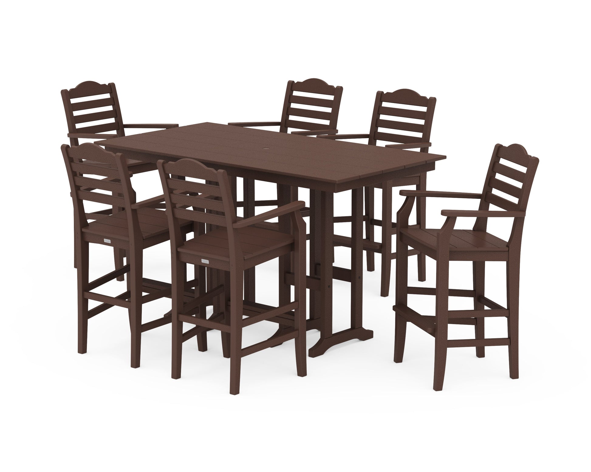 POLYWOOD Savannah Arm Chair 7-Piece Farmhouse Bar Set — Mahogany