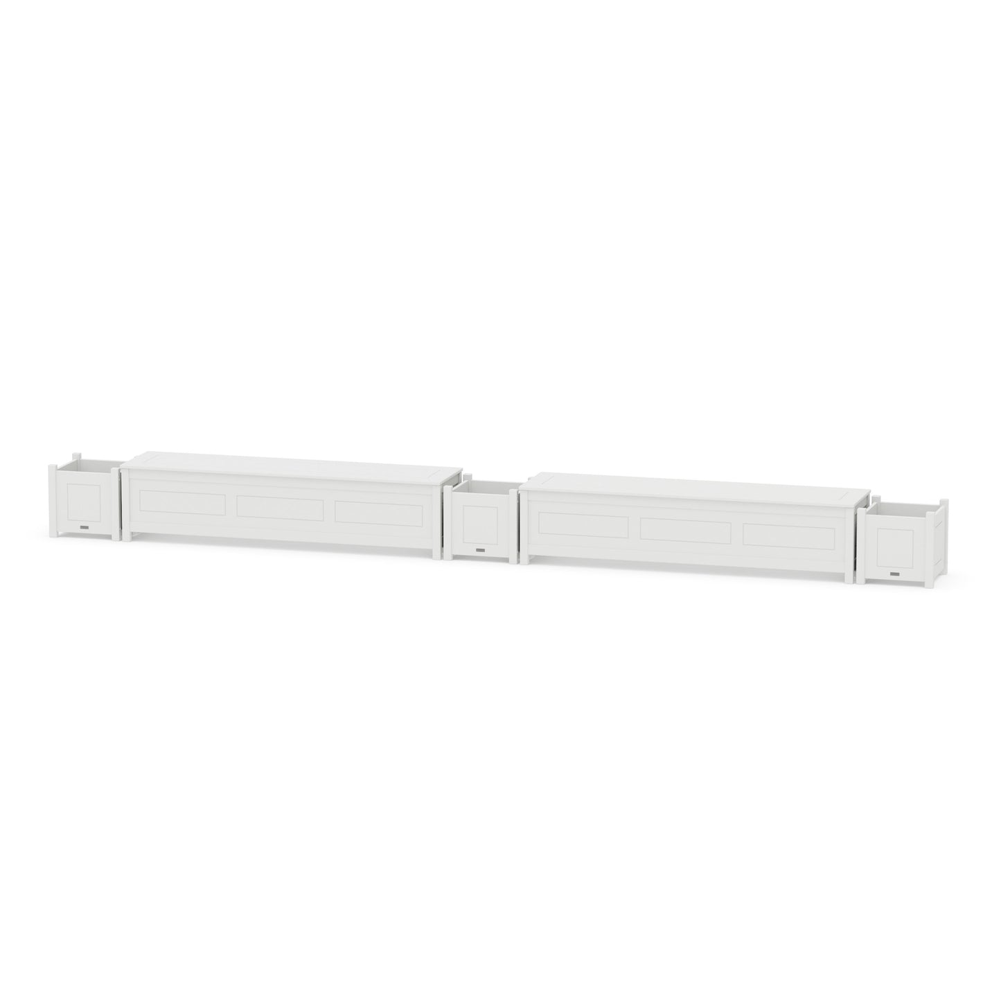 POLYWOOD 72" Country Living Straight Double Planter Storage Bench Set — White