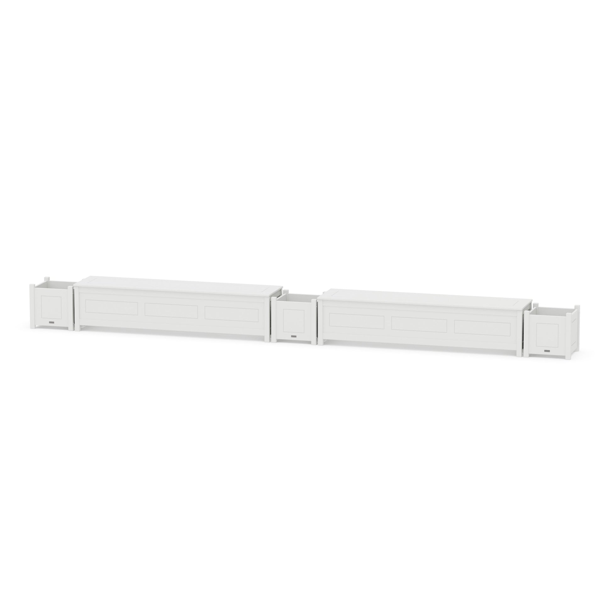 POLYWOOD 72" Country Living Straight Double Planter Storage Bench Set — White