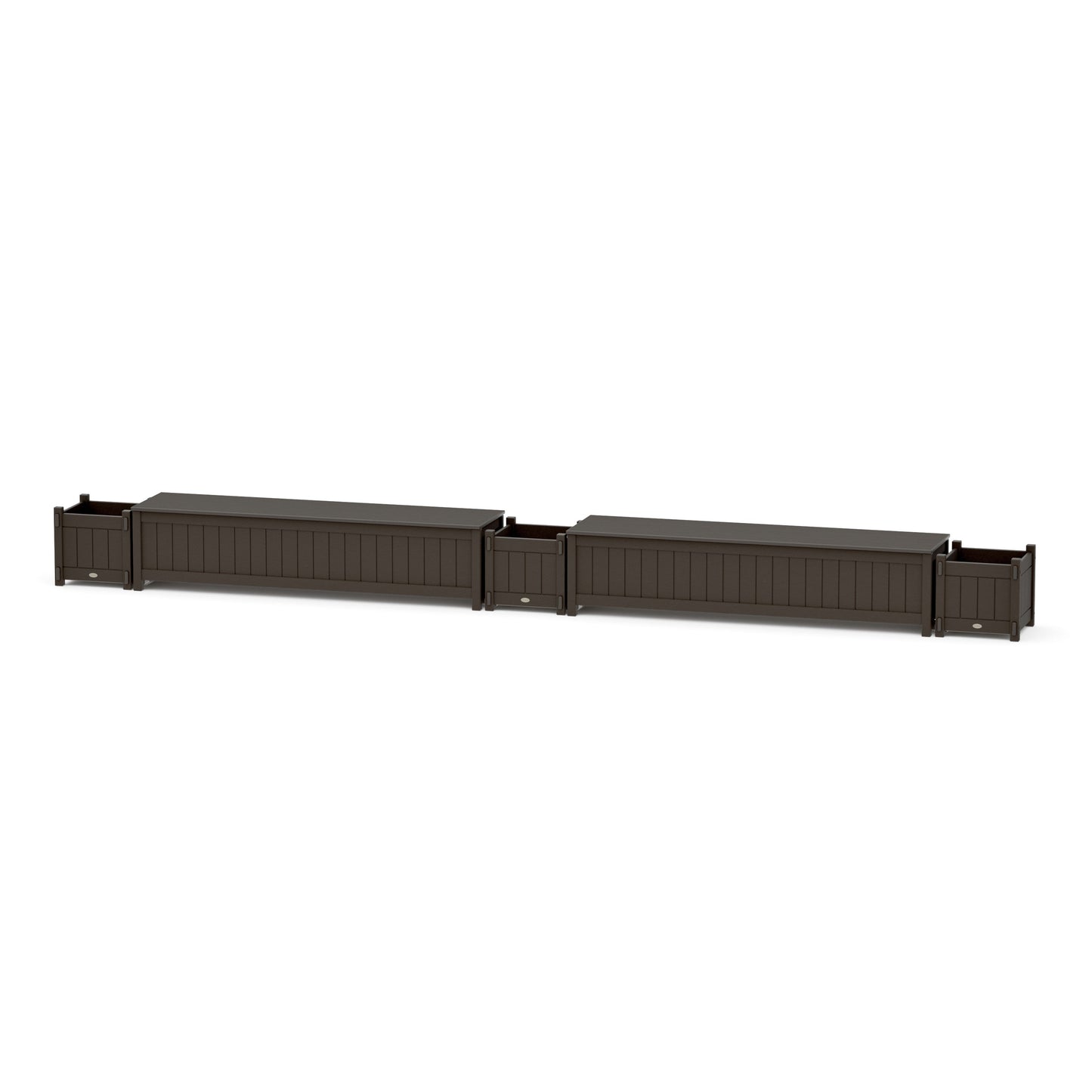 POLYWOOD 72" Vineyard Straight Double Planter Storage Bench Set — Vintage Coffee