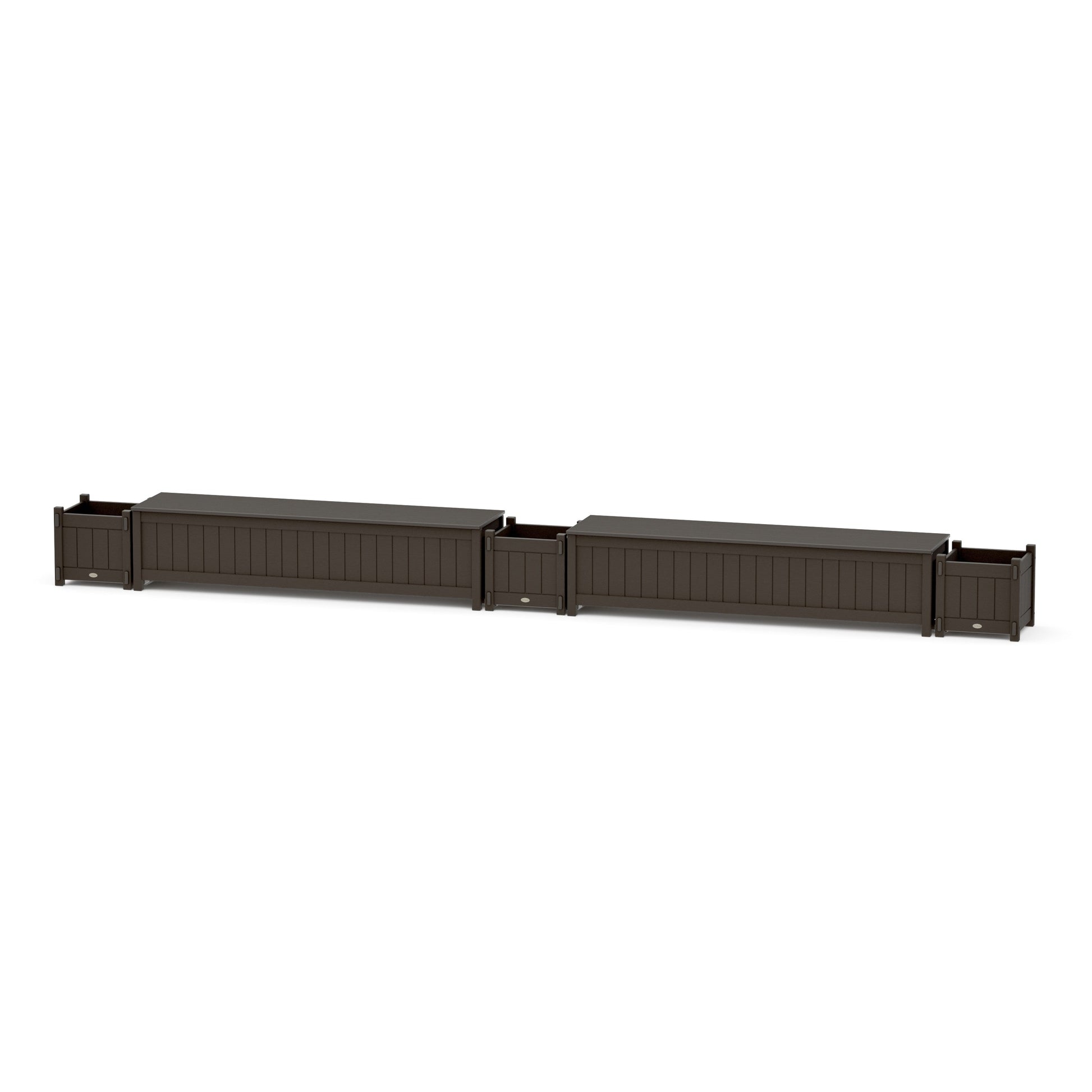 POLYWOOD 72" Vineyard Straight Double Planter Storage Bench Set — Vintage Coffee